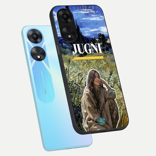 Jugni Soul Vibes phone case For Oppo A78 5G showing premium glass back cover with detailed artwork