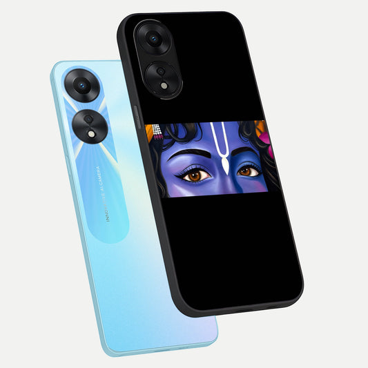 Krishna Eye phone case For Oppo A78 5G showing premium glass back cover with detailed artwork