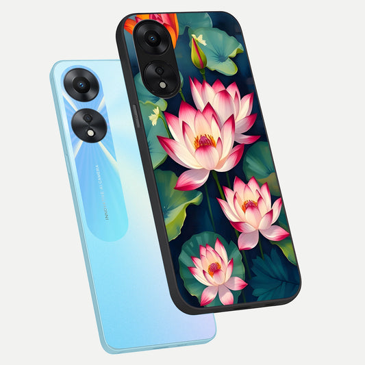 Lotus Dream Serenity phone case For Oppo A78 5G showing premium glass back cover with detailed artwork