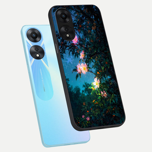Midnight Bloom Glow phone case For Oppo A78 5G showing premium glass back cover with detailed artwork
