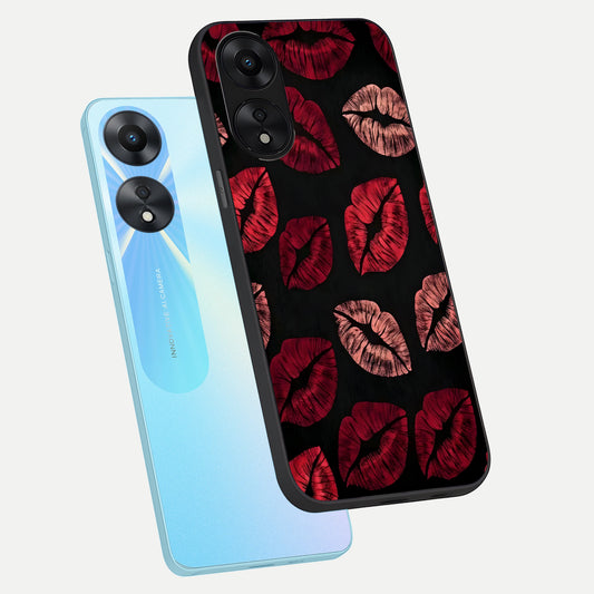 Midnight Kiss Love phone case For Oppo A78 5G showing premium glass back cover with detailed artwork