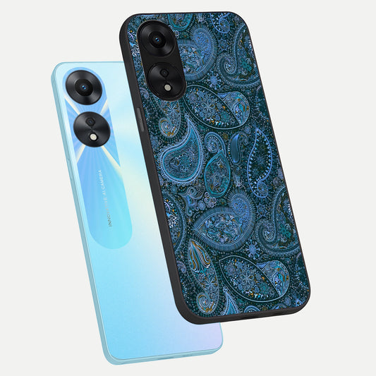 Midnight Paisley Glow phone case For Oppo A78 5G showing premium glass back cover with detailed artwork