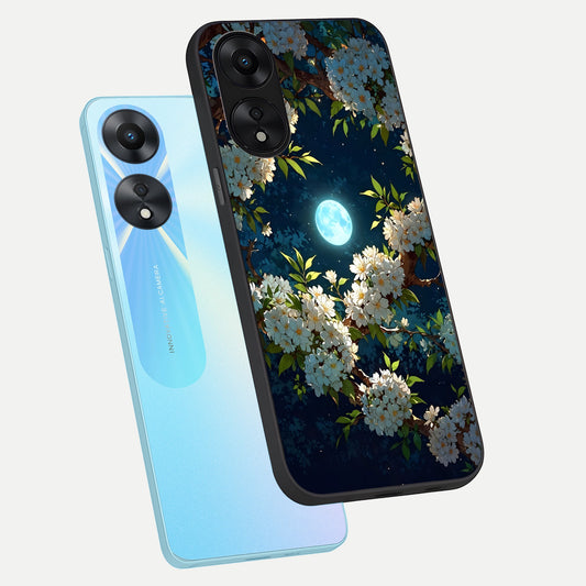 Moonlit Blossom Dream phone case For Oppo A78 5G showing premium glass back cover with detailed artwork