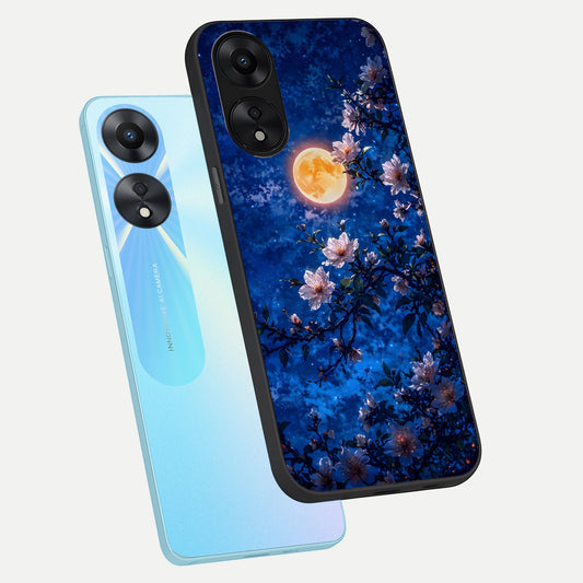 Moonlit Blossoms Night phone case For Oppo A78 5G showing premium glass back cover with detailed artwork