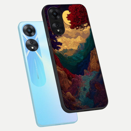 Mystic Valley Light phone case For Oppo A78 5G showing premium glass back cover with detailed artwork