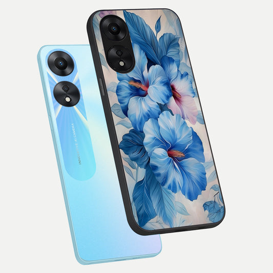 Ocean Hibiscus Grace phone case For Oppo A78 5G showing premium glass back cover with detailed artwork