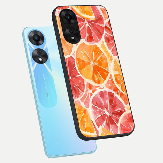 Orange Fruits Pattern phone case For Oppo A78 5G showing premium glass back cover with detailed artwork