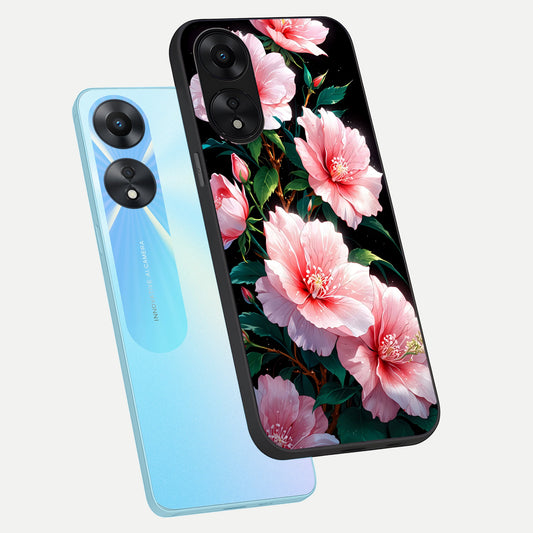 Peach Flower phone case For Oppo A78 5G showing premium glass back cover with detailed artwork