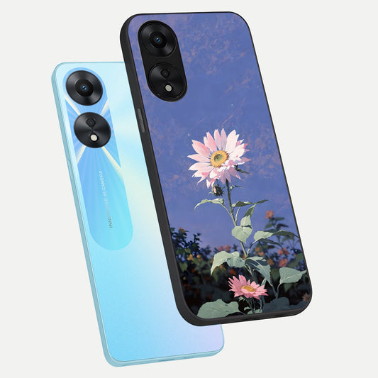 Pink Shells Outline phone case For Oppo A78 5G showing premium glass back cover with detailed artwork