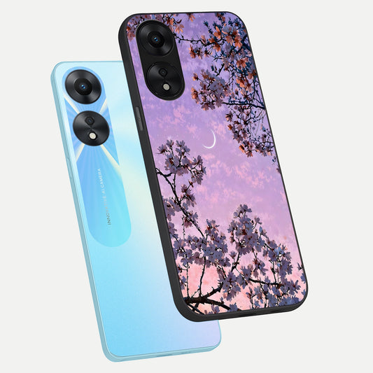 Purple Serenity Moon phone case For Oppo A78 5G showing premium glass back cover with detailed artwork