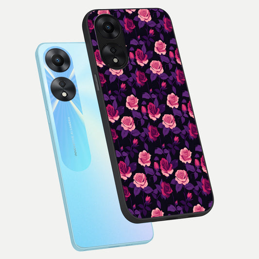 Rose Garden Twilight phone case For Oppo A78 5G showing premium glass back cover with detailed artwork