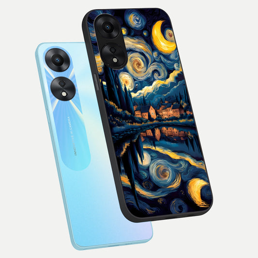 Starry Sky Serenity phone case For Oppo A78 5G showing premium glass back cover with detailed artwork