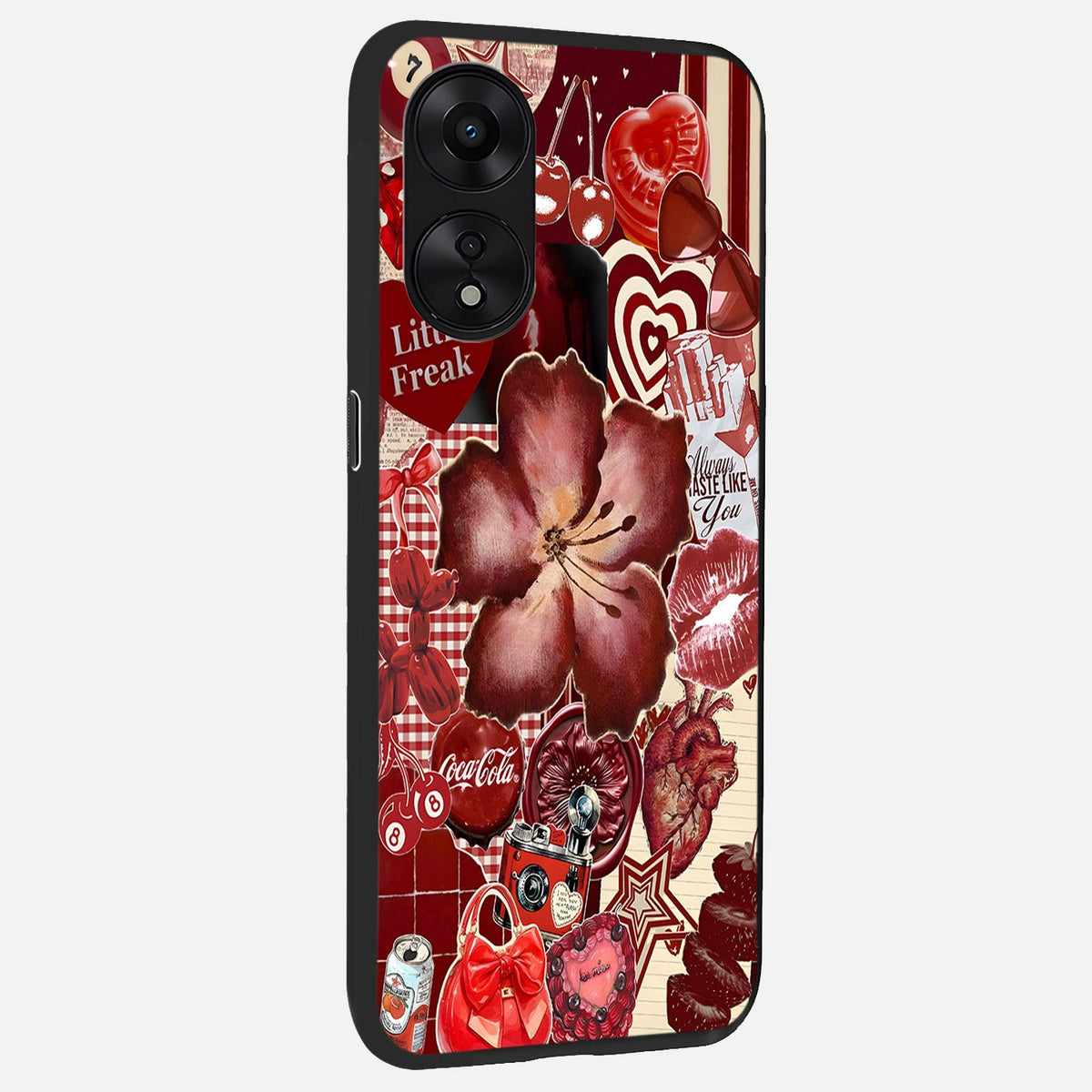 Aesthetic Little Freak back cover For Oppo A78 5G slim fit glass case with vibrant aesthetic design