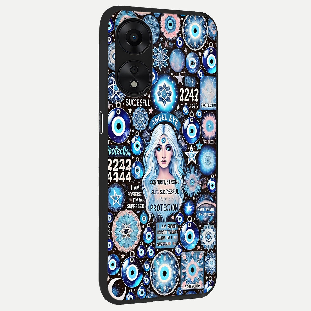 Angel Aura Shield back cover For Oppo A78 5G slim fit glass case with vibrant aesthetic design