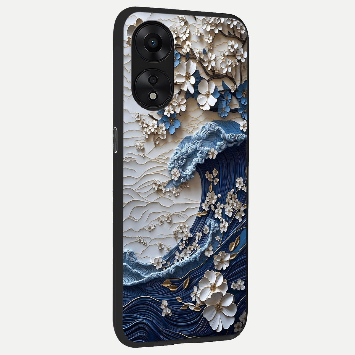 Blossom Wave Art back cover For Oppo A78 5G slim fit glass case with vibrant aesthetic design