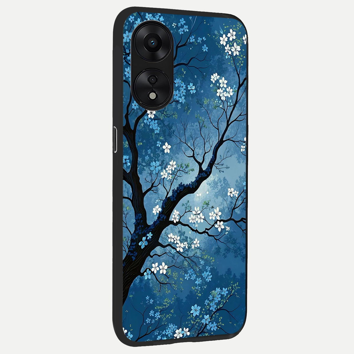 Blue Tree Serenity back cover For Oppo A78 5G slim fit glass case with vibrant aesthetic design
