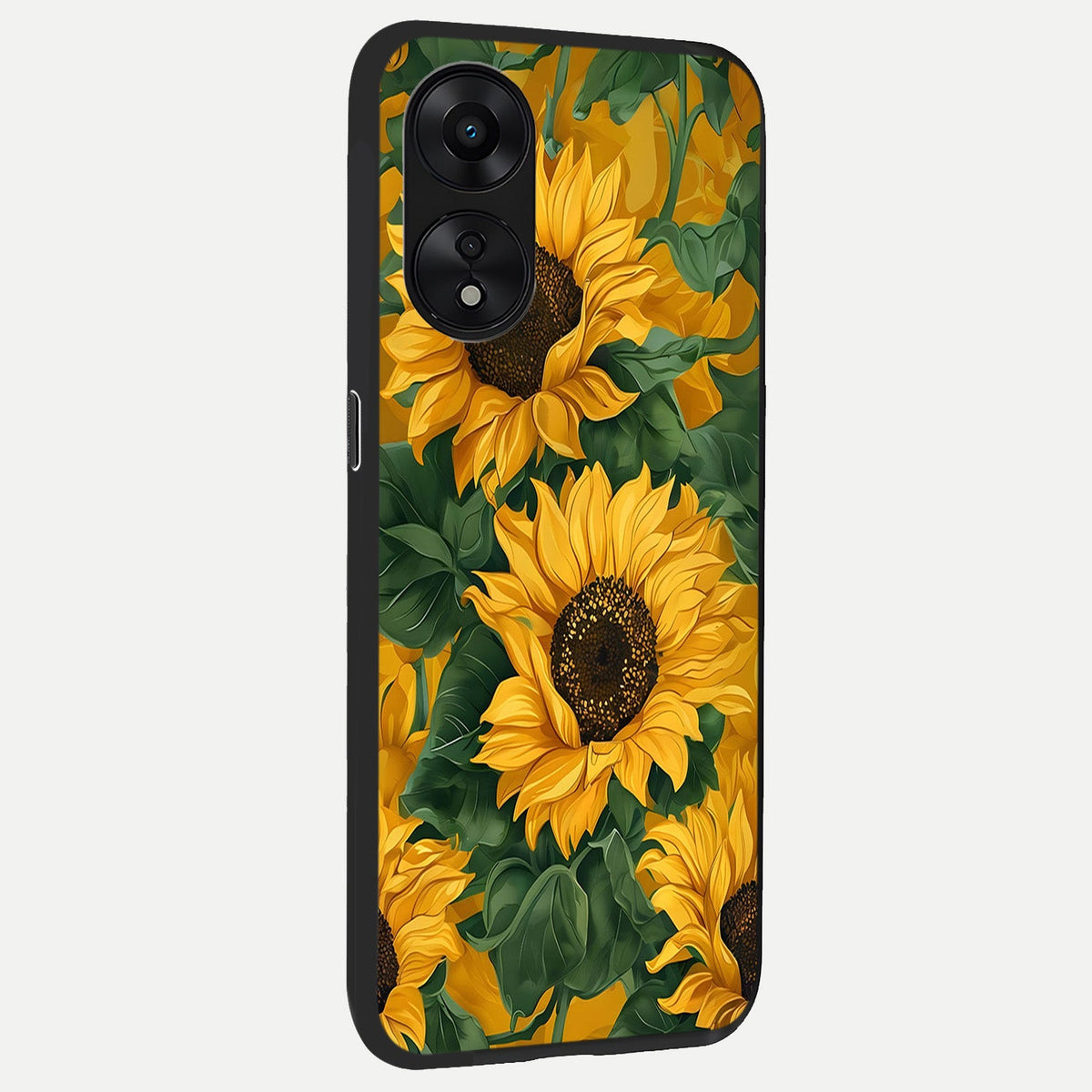 Bright Sunflower Bloom back cover For Oppo A78 5G slim fit glass case with vibrant aesthetic design