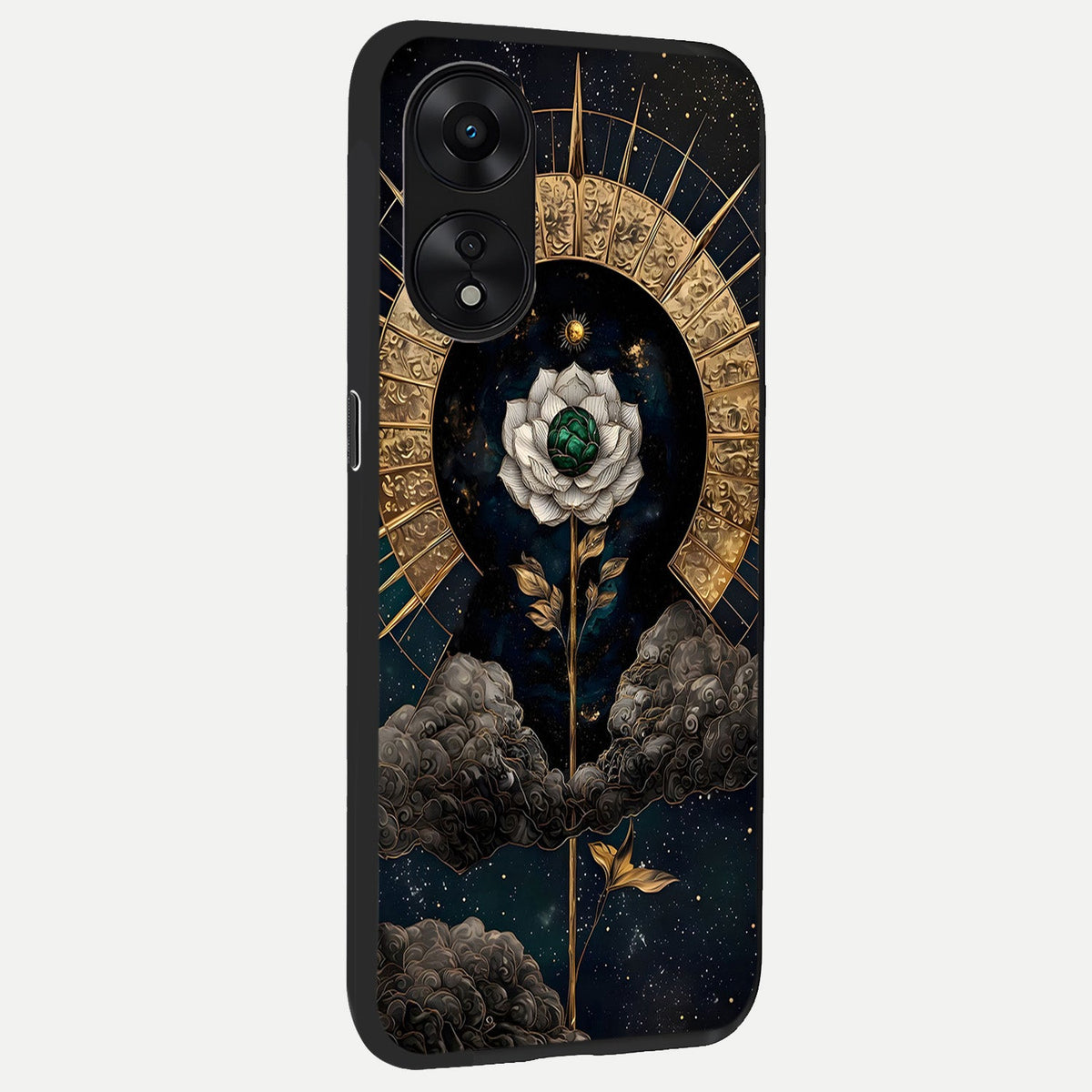 Celestial Lotus Morang back cover For Oppo A78 5G slim fit glass case with vibrant aesthetic design