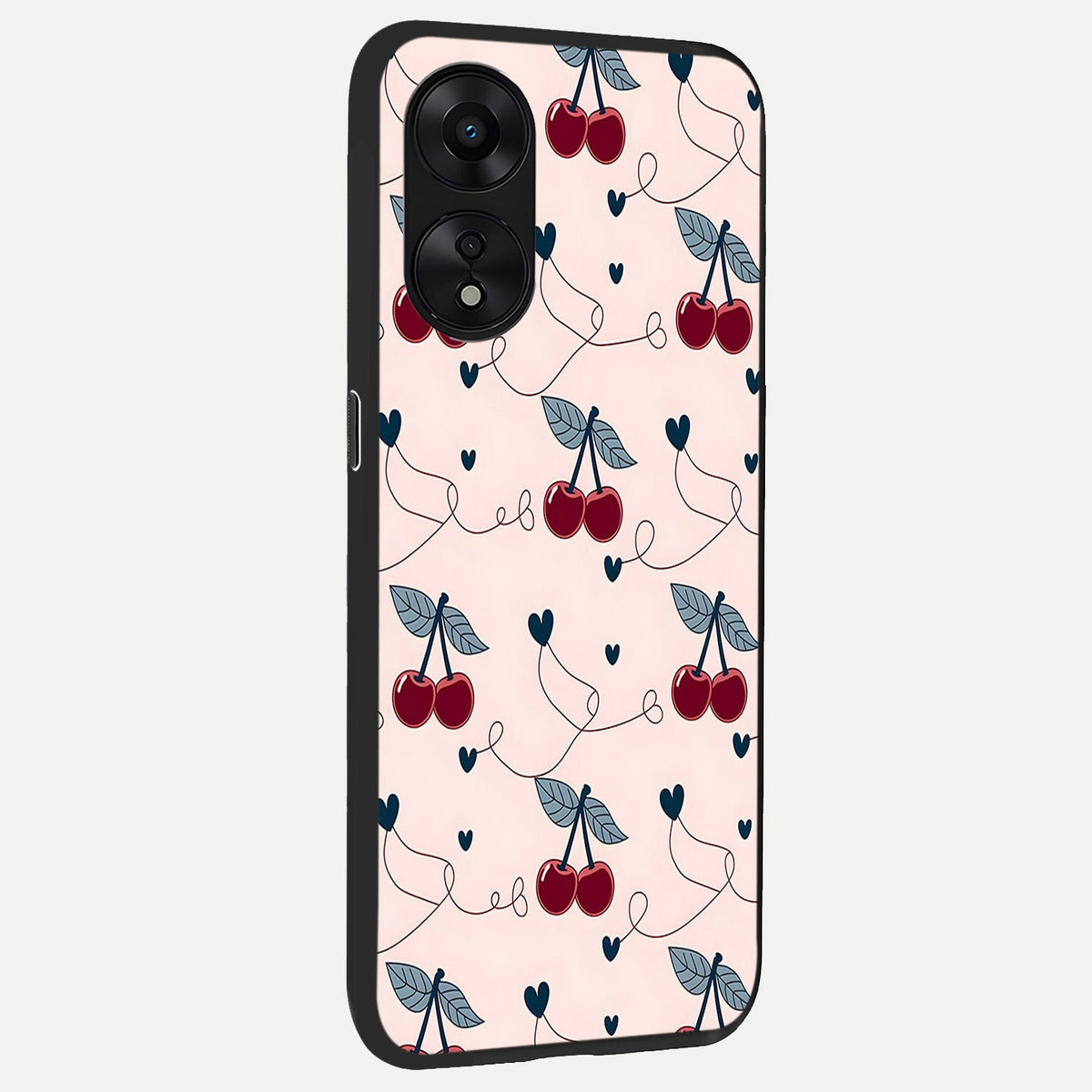 Cherry Heart Line back cover For Oppo A78 5G slim fit glass case with vibrant aesthetic design