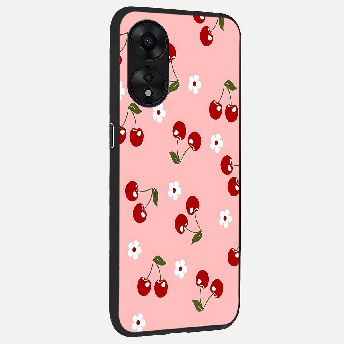 Cherry Love Mood back cover For Oppo A78 5G slim fit glass case with vibrant aesthetic design