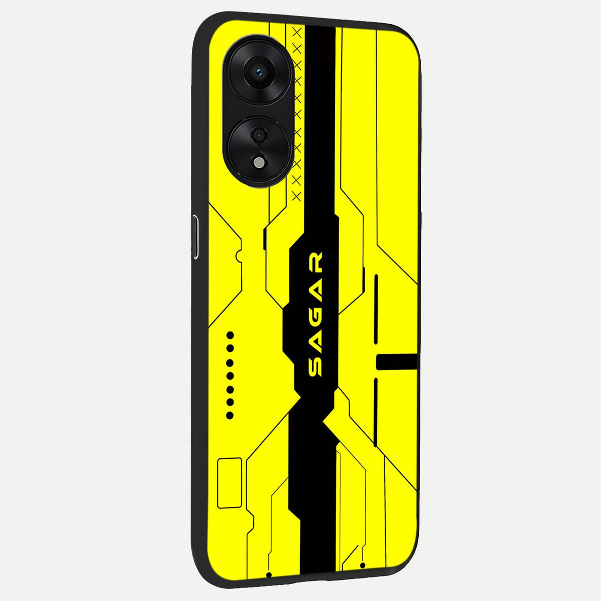Circuit CYBERPUNK Custom Name back cover For Oppo A78 5G slim fit glass case with vibrant aesthetic design