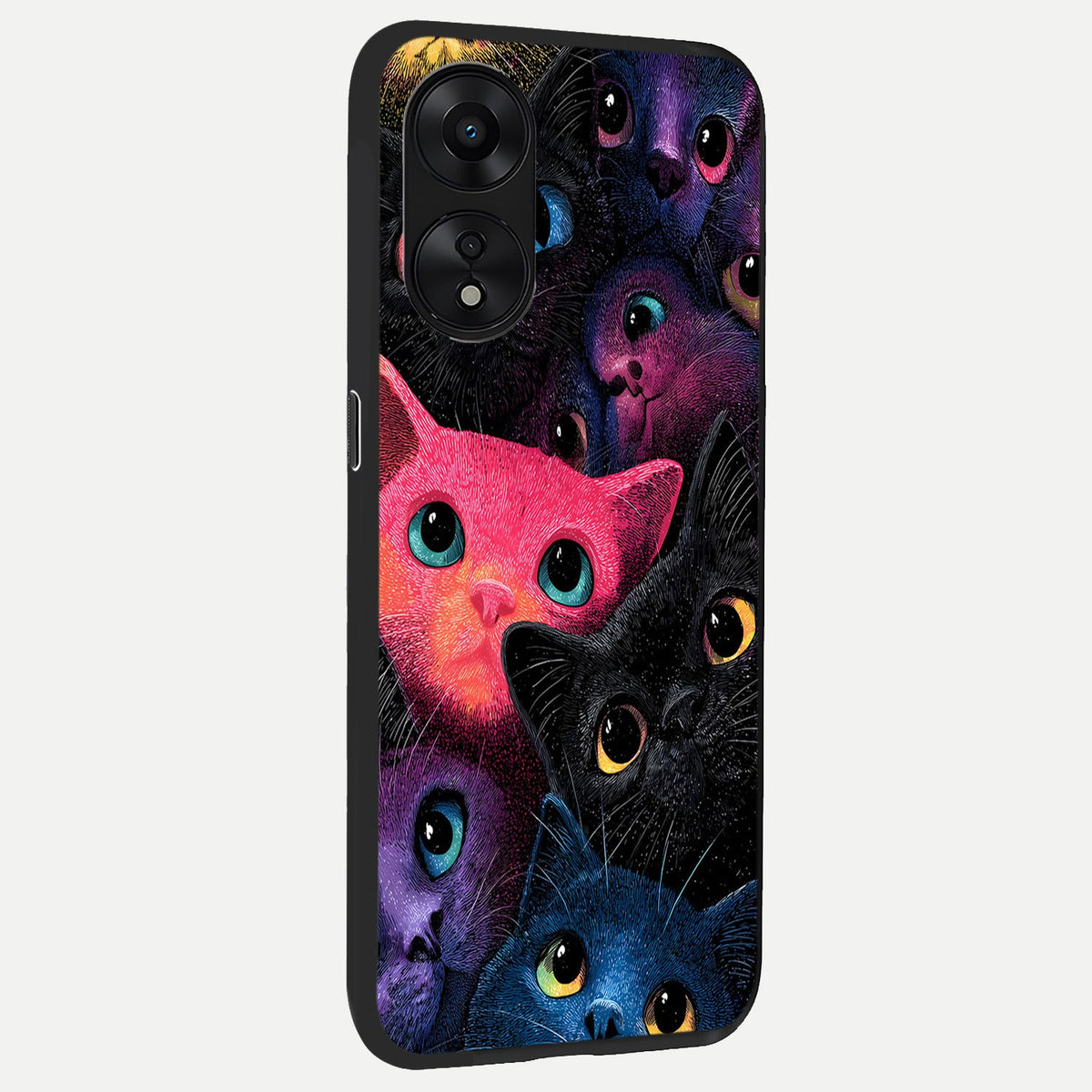 Cosmic Cats Dreams back cover For Oppo A78 5G slim fit glass case with vibrant aesthetic design