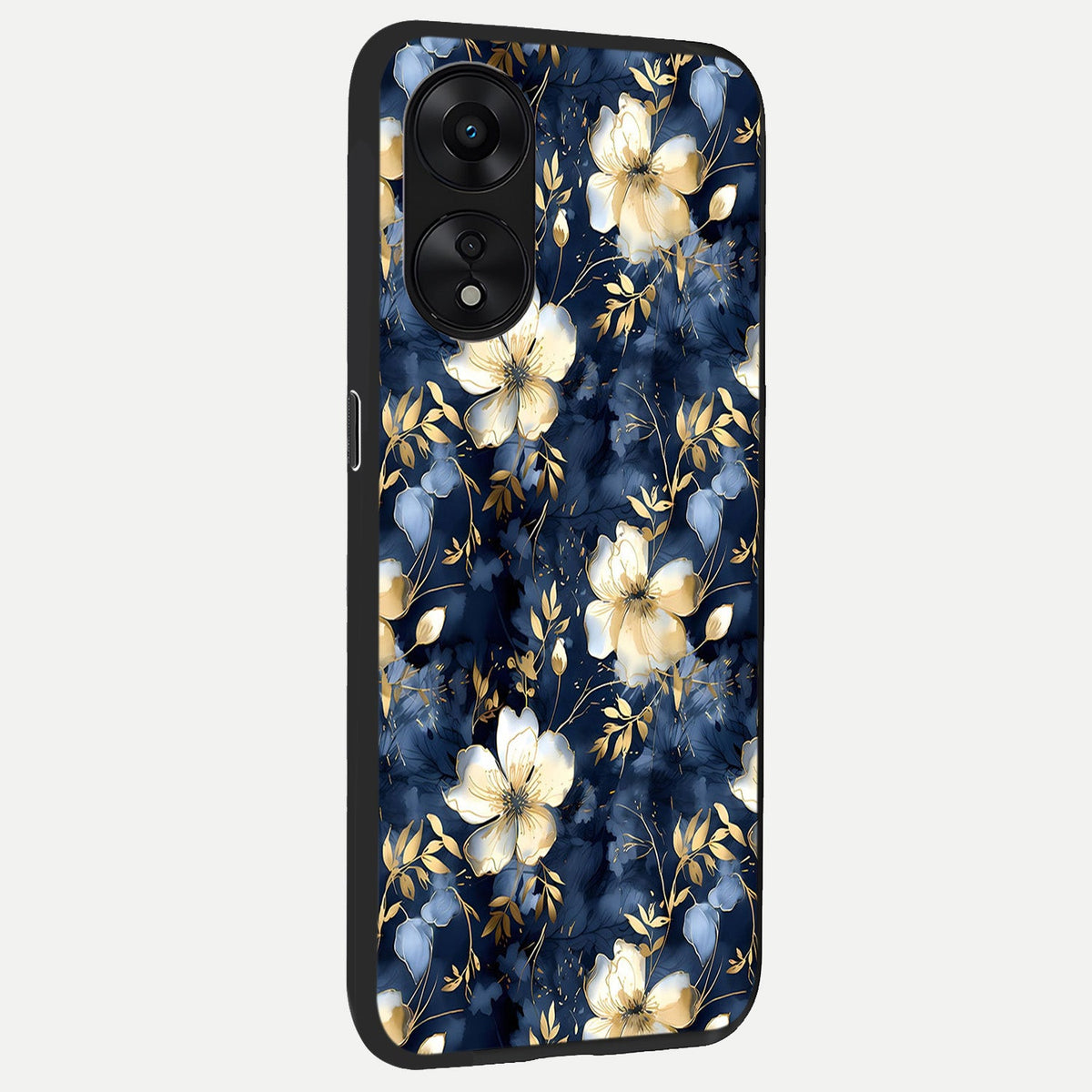 Golden Midnight Bloom back cover For Oppo A78 5G slim fit glass case with vibrant aesthetic design