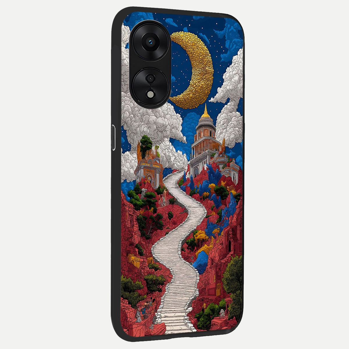 Heavenly Moon Path back cover For Oppo A78 5G slim fit glass case with vibrant aesthetic design