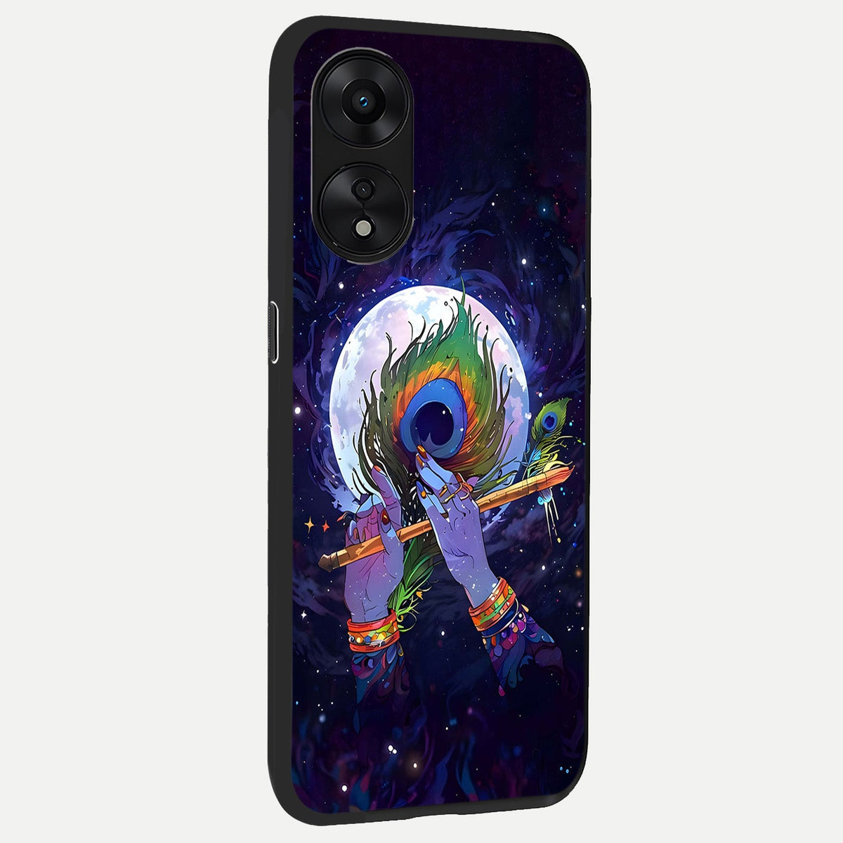 Krishna Hands Art back cover For Oppo A78 5G slim fit glass case with vibrant aesthetic design