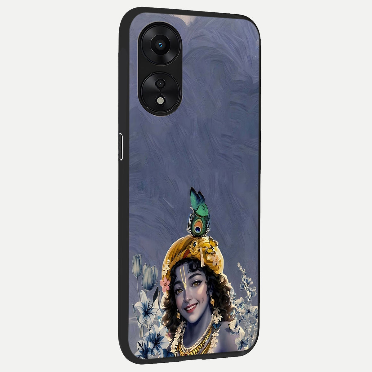 Lord Krishna back cover For Oppo A78 5G slim fit glass case with vibrant aesthetic design