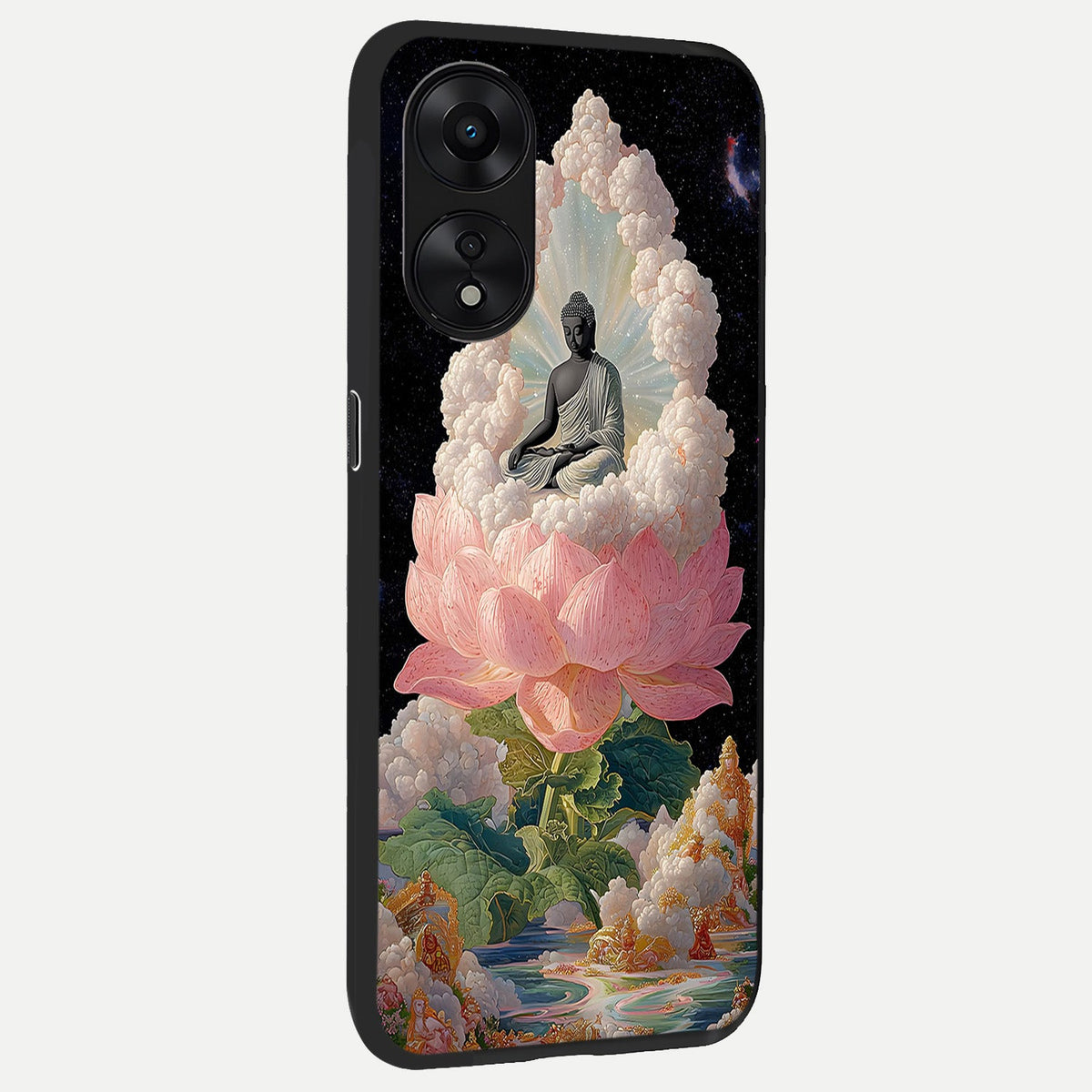 Lotus Divine Peace back cover For Oppo A78 5G slim fit glass case with vibrant aesthetic design