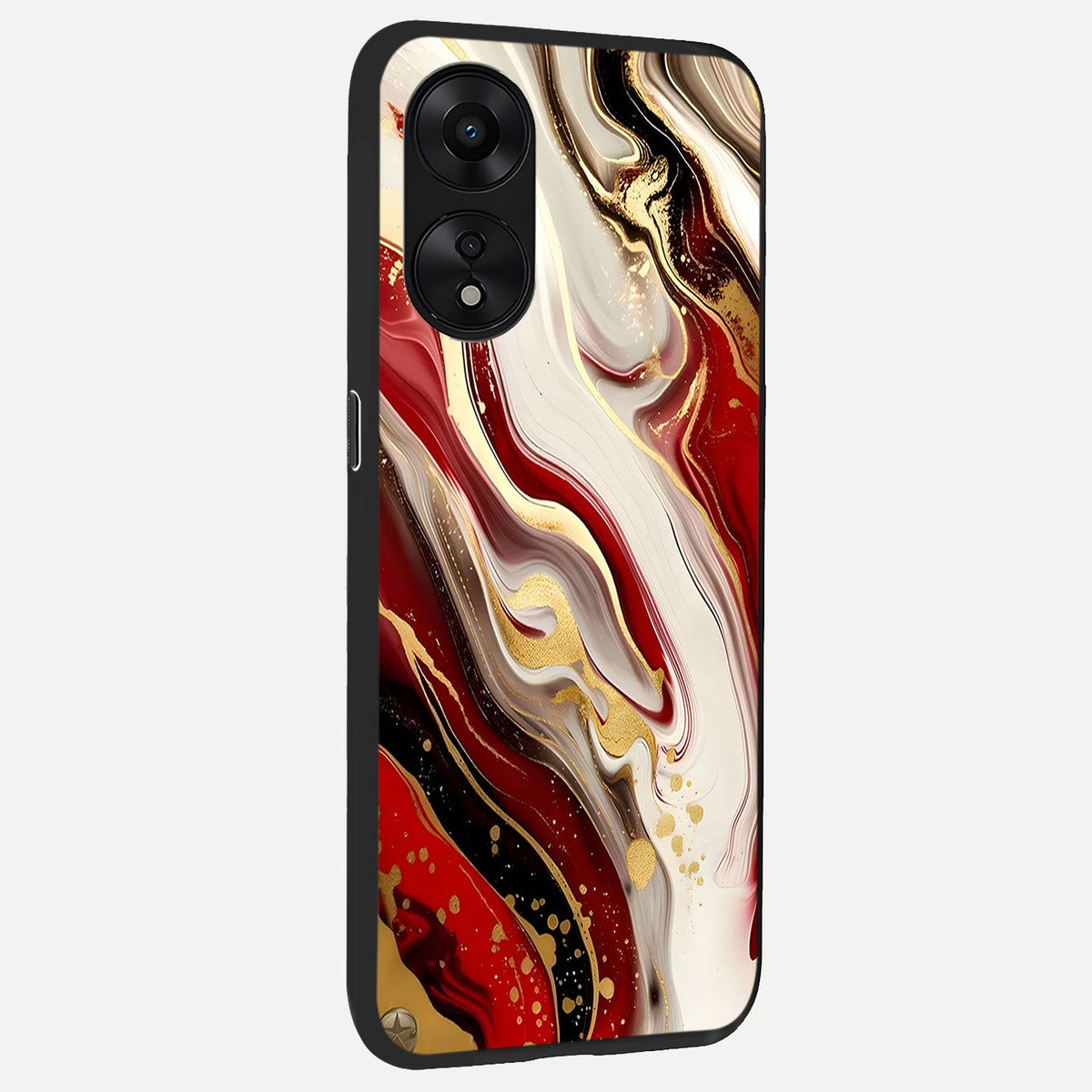 Red And White Marble back cover For Oppo A78 5G slim fit glass case with vibrant aesthetic design