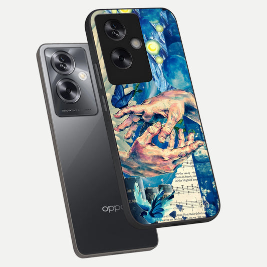 Aesthetic Divider phone case For Oppo A79 showing premium glass back cover with detailed artwork