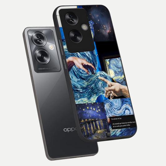 Aesthetic Vando Hands phone case For Oppo A79 showing premium glass back cover with detailed artwork