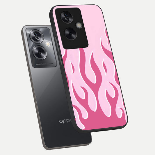 Blush Flame Energy phone case For Oppo A79 showing premium glass back cover with detailed artwork