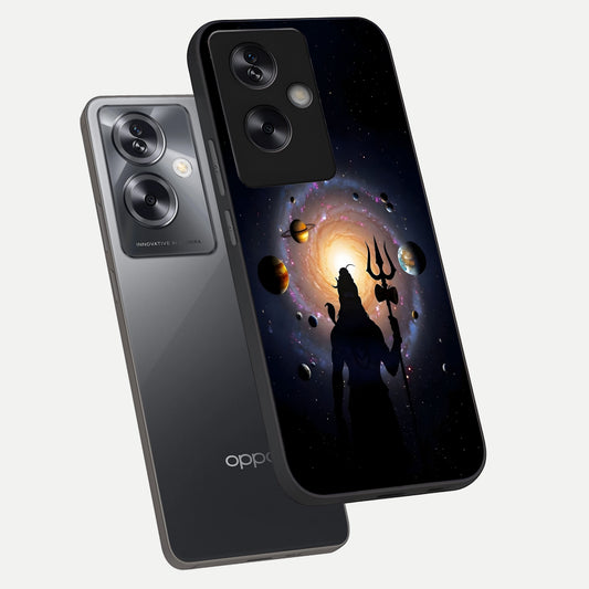 Galactic Shiva Vision phone case For Oppo A79 showing premium glass back cover with detailed artwork