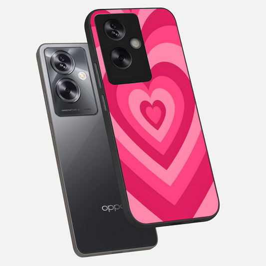 Layered Love Hearts phone case For Oppo A79 showing premium glass back cover with detailed artwork