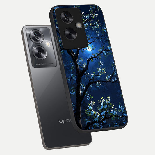 Mystic Floral Night phone case For Oppo A79 showing premium glass back cover with detailed artwork