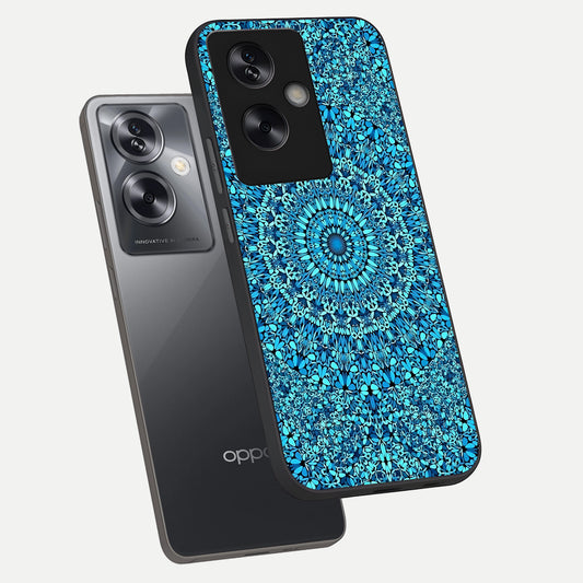 Ocean Bloom Mandala phone case For Oppo A79 showing premium glass back cover with detailed artwork