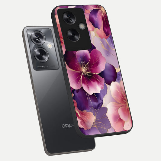 Pink Bouquet Florals phone case For Oppo A79 showing premium glass back cover with detailed artwork