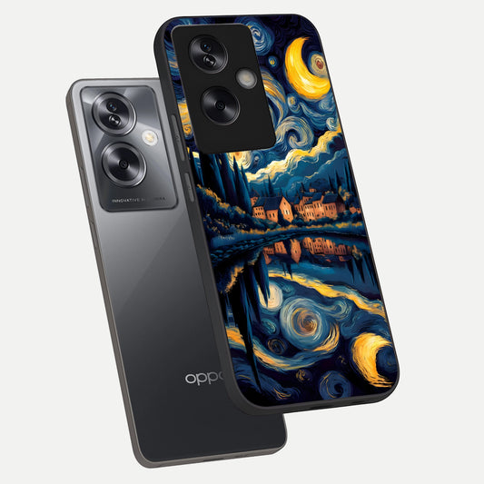 Starry Sky Serenity phone case For Oppo A79 showing premium glass back cover with detailed artwork