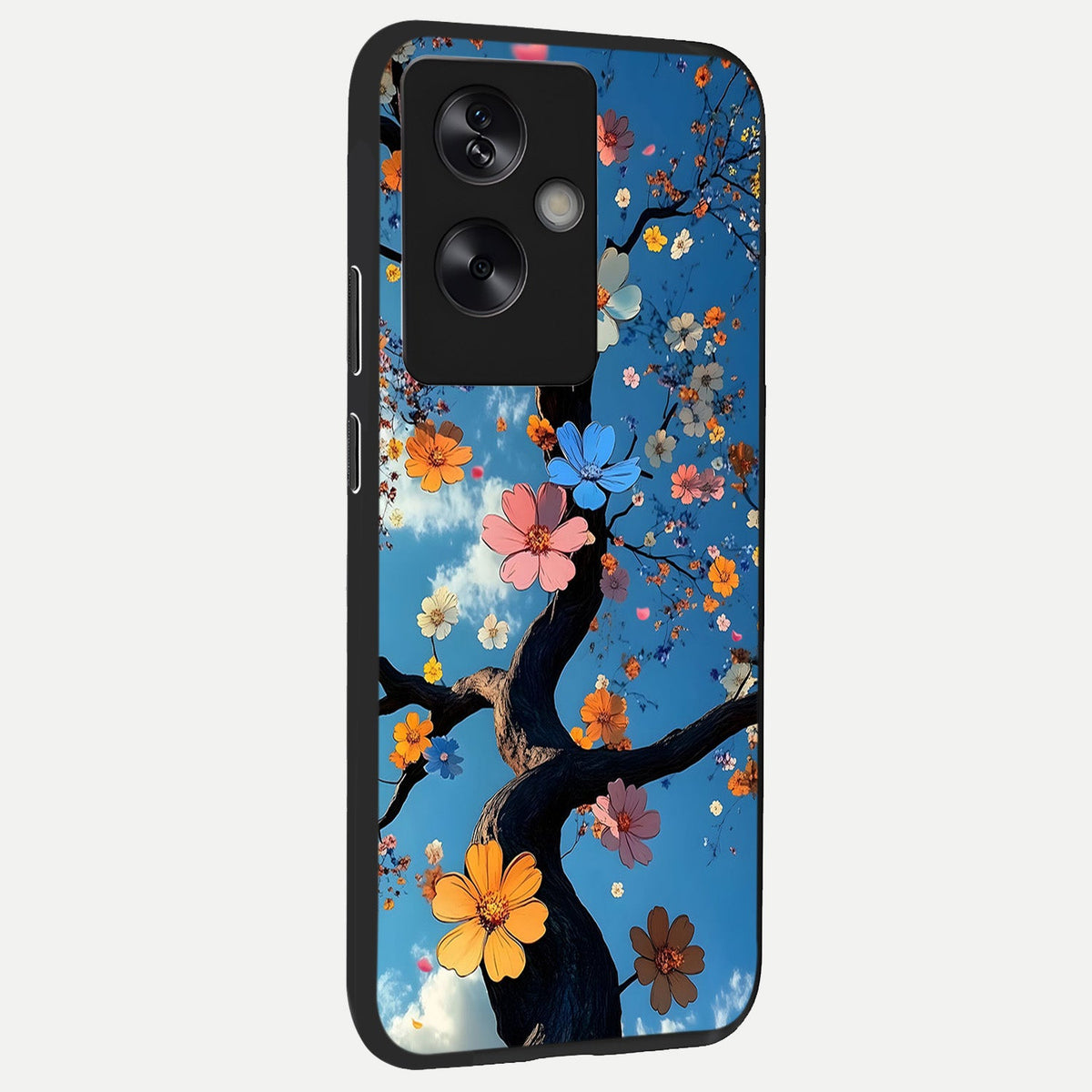 Blossom Dream Sky back cover For Oppo A79 slim fit glass case with vibrant aesthetic design