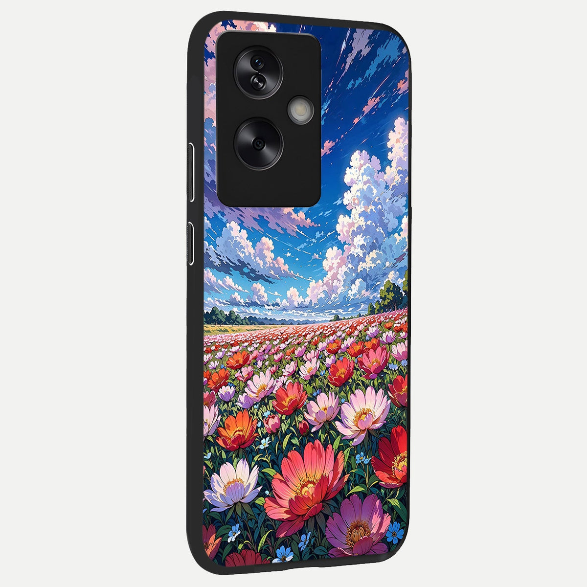 Blossom Sky Field back cover For Oppo A79 slim fit glass case with vibrant aesthetic design