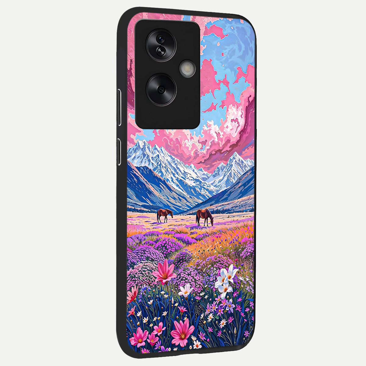 Blossom Valley Dream back cover For Oppo A79 slim fit glass case with vibrant aesthetic design