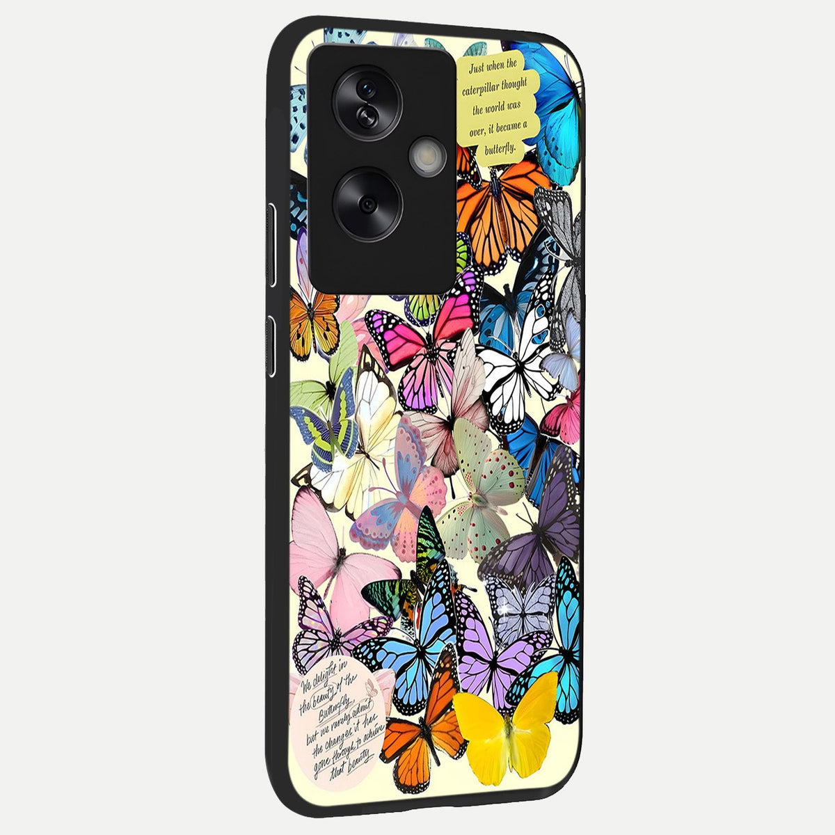 Butterflies Petal Dream back cover For Oppo A79 slim fit glass case with vibrant aesthetic design