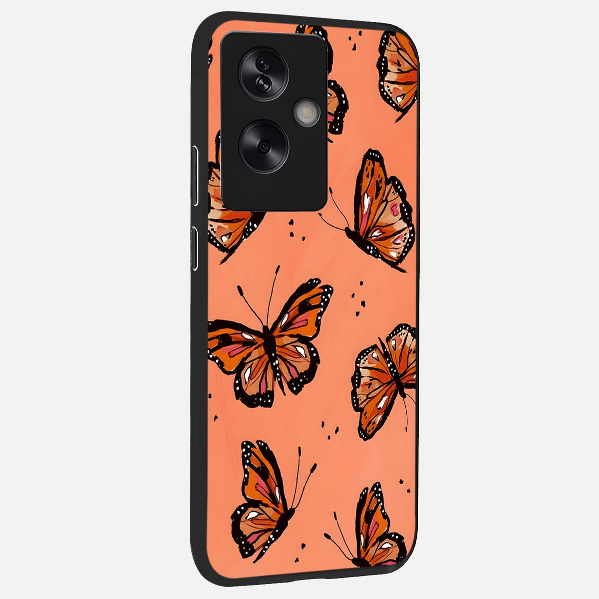 Coral Wing Butterfly back cover For Oppo A79 slim fit glass case with vibrant aesthetic design