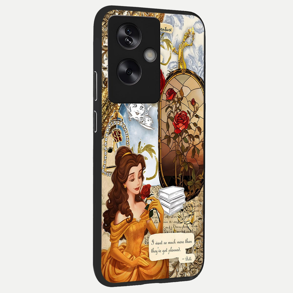 Golden Dream Belle back cover For Oppo A79 slim fit glass case with vibrant aesthetic design