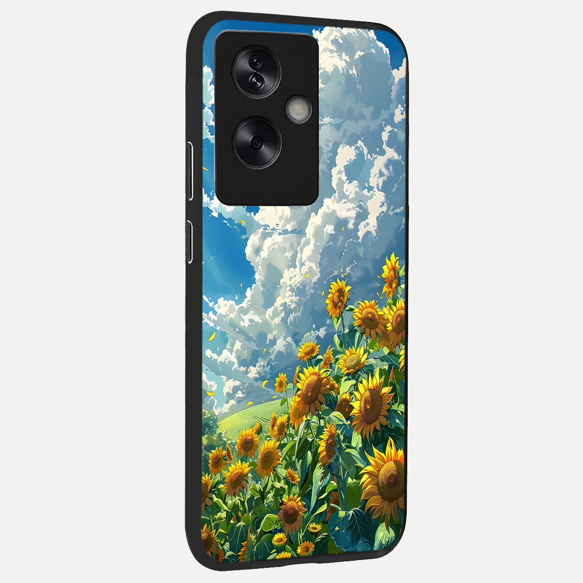 Golden Sun Glory back cover For Oppo A79 slim fit glass case with vibrant aesthetic design