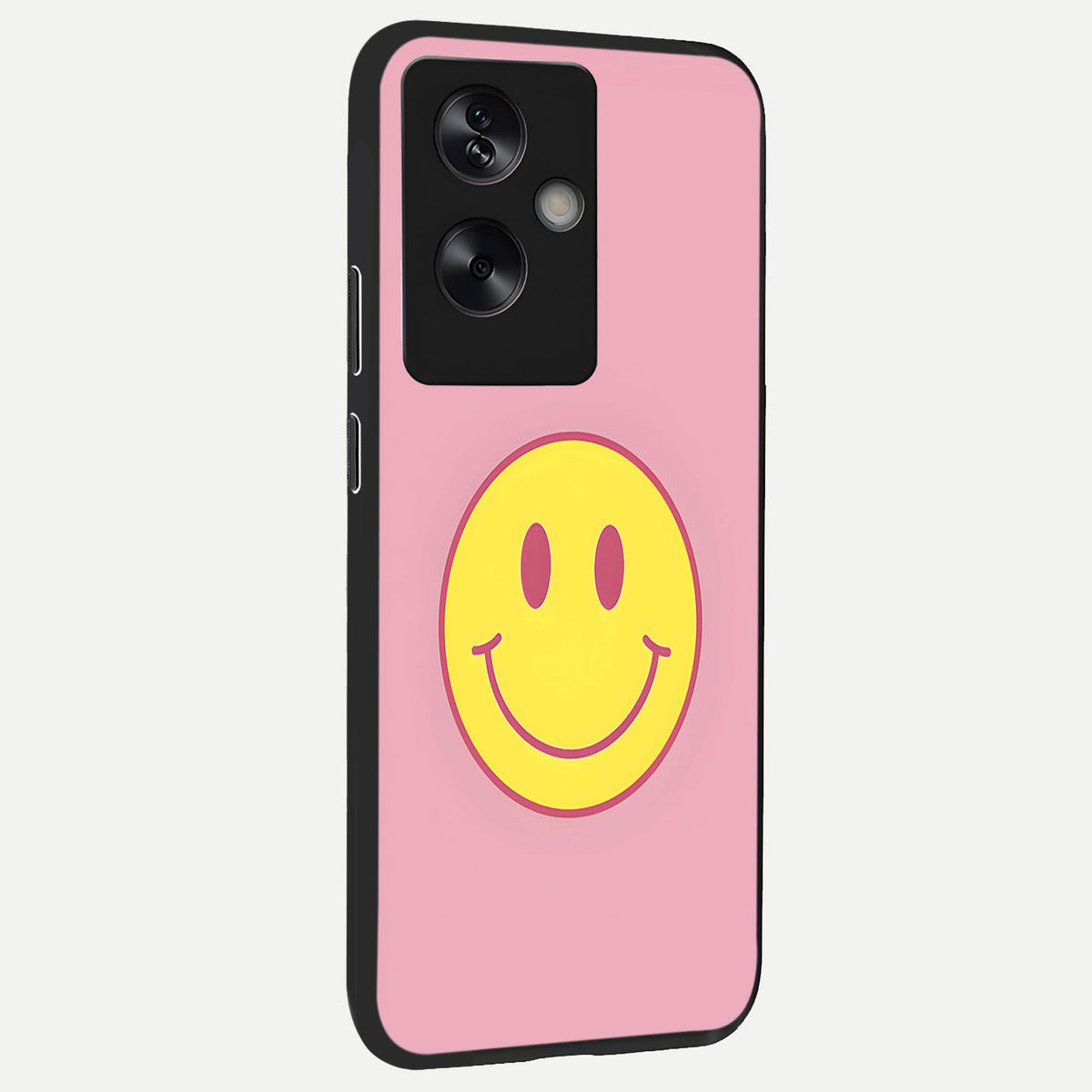 Happy Pink Mood back cover For Oppo A79 slim fit glass case with vibrant aesthetic design