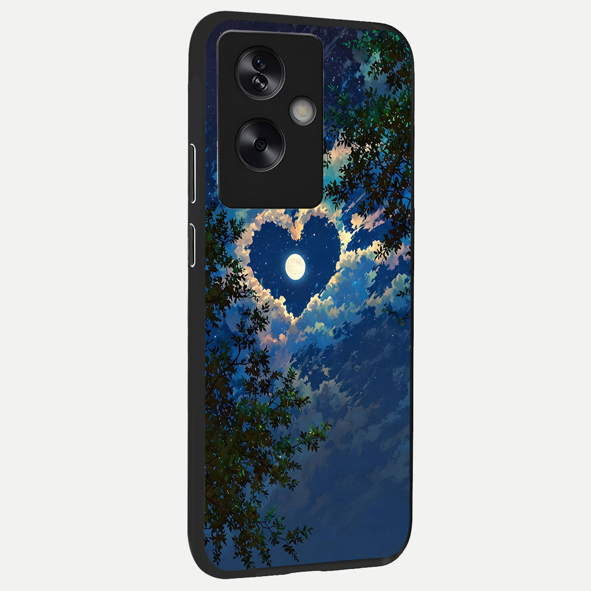 Heart With Moon Sky back cover For Oppo A79 slim fit glass case with vibrant aesthetic design